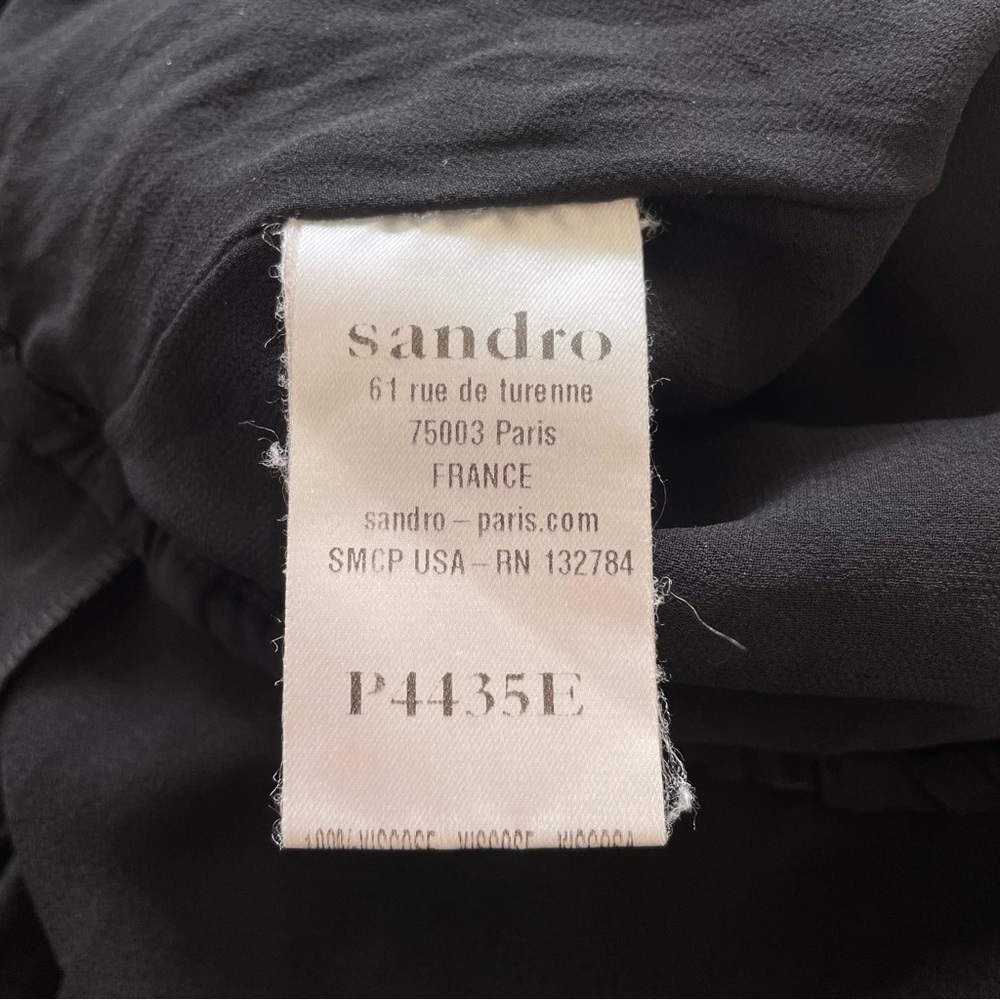 Sandro Paris Black Viscose Silk Sleeveless Exposed Zipper V-Neck Jumpsuit Sz 1/S - Picture 8 of 12